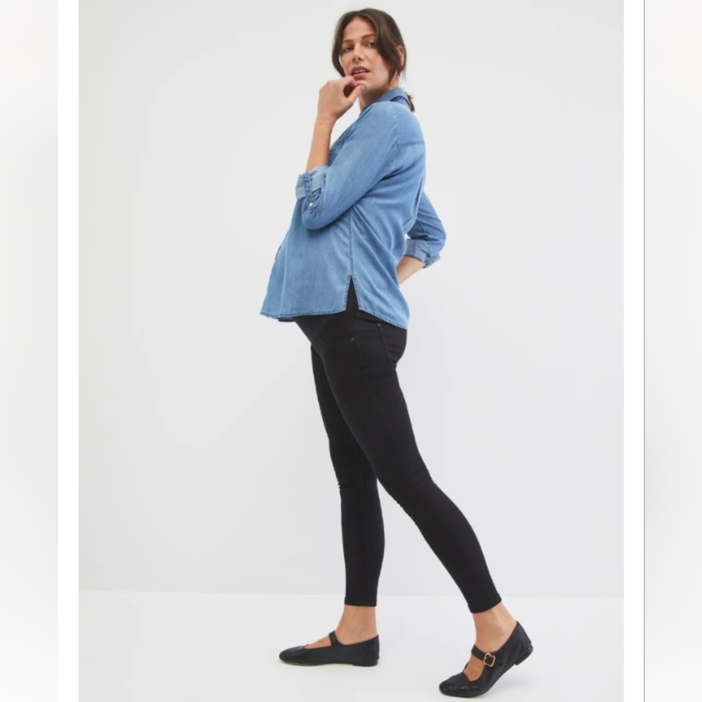 New Motherhood Maternity Indigo Blue Black Ankle Jegging Pant